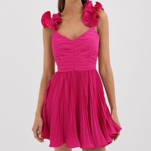 KITTY AMUR RUFFLE STRAP PLEATED MINI DRESS size 10